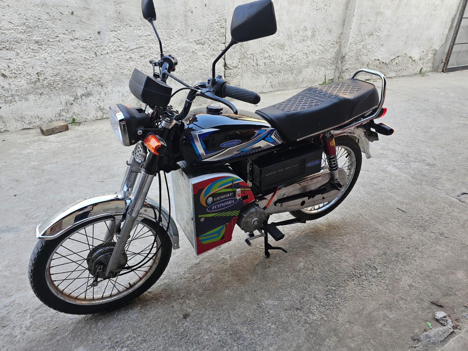 Retrofitted motorcycle — side profile